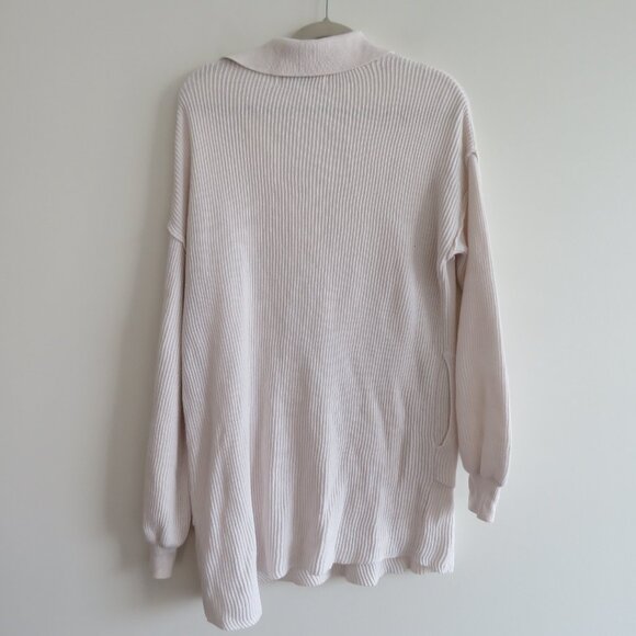 FREE PEOPLE BEACH Picnic Sweater Mini Dress Ribbed White Comfy Boho Coastal Sz M - Picture 10 of 15